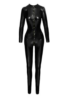 F247 Langer PVC-Overall zum Knöpfen