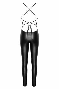 F316 Wilder Krokodil bedruckter Wetlook Catsuit mit Schnürung am Rücken