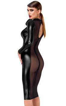 F371 Luxuria Kristallrücken-Midikleid aus transparentem Material