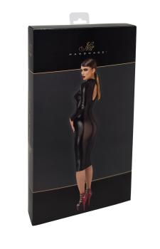 F371 Luxuria Kristallrücken-Midikleid aus transparentem Material