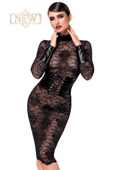 F375 Noirelle Spitzen-Korsett-Midikleid