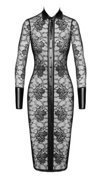 F376 Noirelle Midikleid aus Spitze mit Knopfleiste