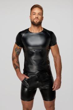 H070 Wetlook-T-Shirt mit Schlangen-Netlook-Ärmeln