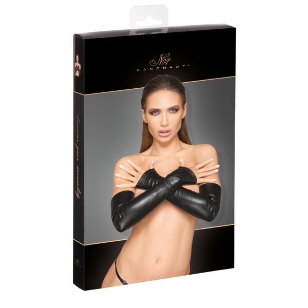 F213 Elastische fingerlose Handschuhe aus Ökoleder