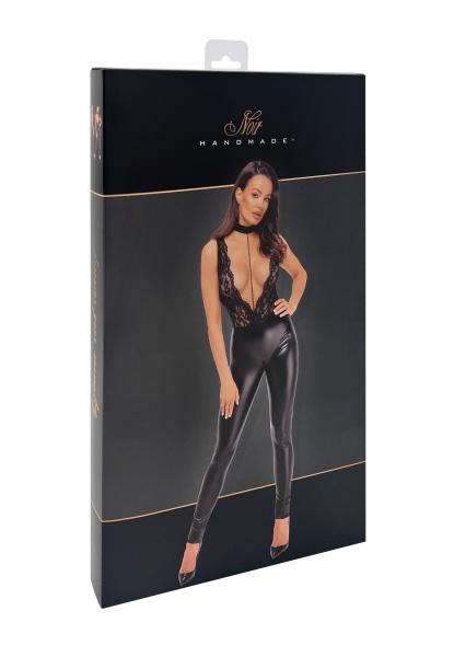 F298 Libido Deep-V Catsuit mit Kragen und Perlenkette