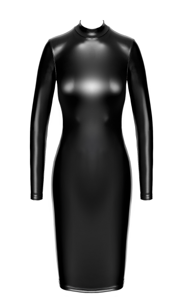 F371 Luxuria Kristallrücken-Midikleid aus transparentem Material