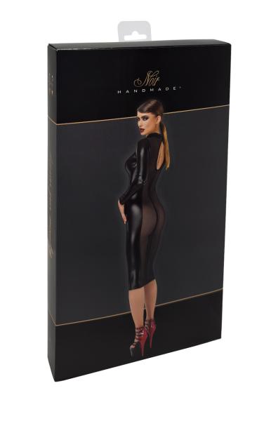 F371 Luxuria Kristallrücken-Midikleid aus transparentem Material