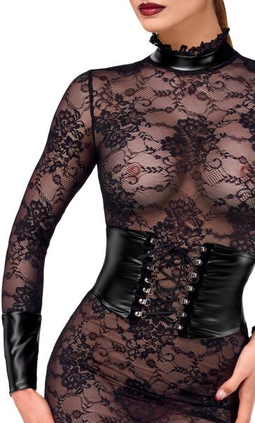 F375 Noirelle Spitzen-Korsett-Midikleid