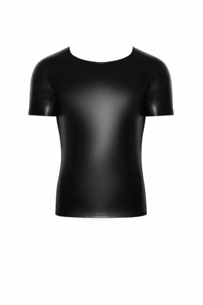H070 Wetlook-T-Shirt mit Schlangen-Netlook-Ärmeln
