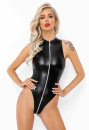 F294 Powerwetlook-Bodysuit mit Frontreißverschluss