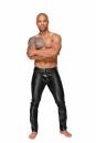 H051 Powerwetlook Herrenhose mit dekorativen PVC-Falten