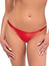 P013 Powerwetlook red thong with double opening